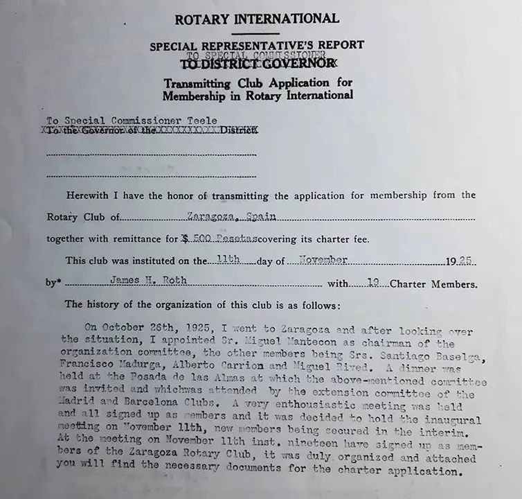 Imagen del acta fundacional de 1925