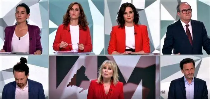 Los candidatos a las elecciones de la Comunidad de Madrid durante el debate en Televisi&oacute;n. Foto: Telemadrid