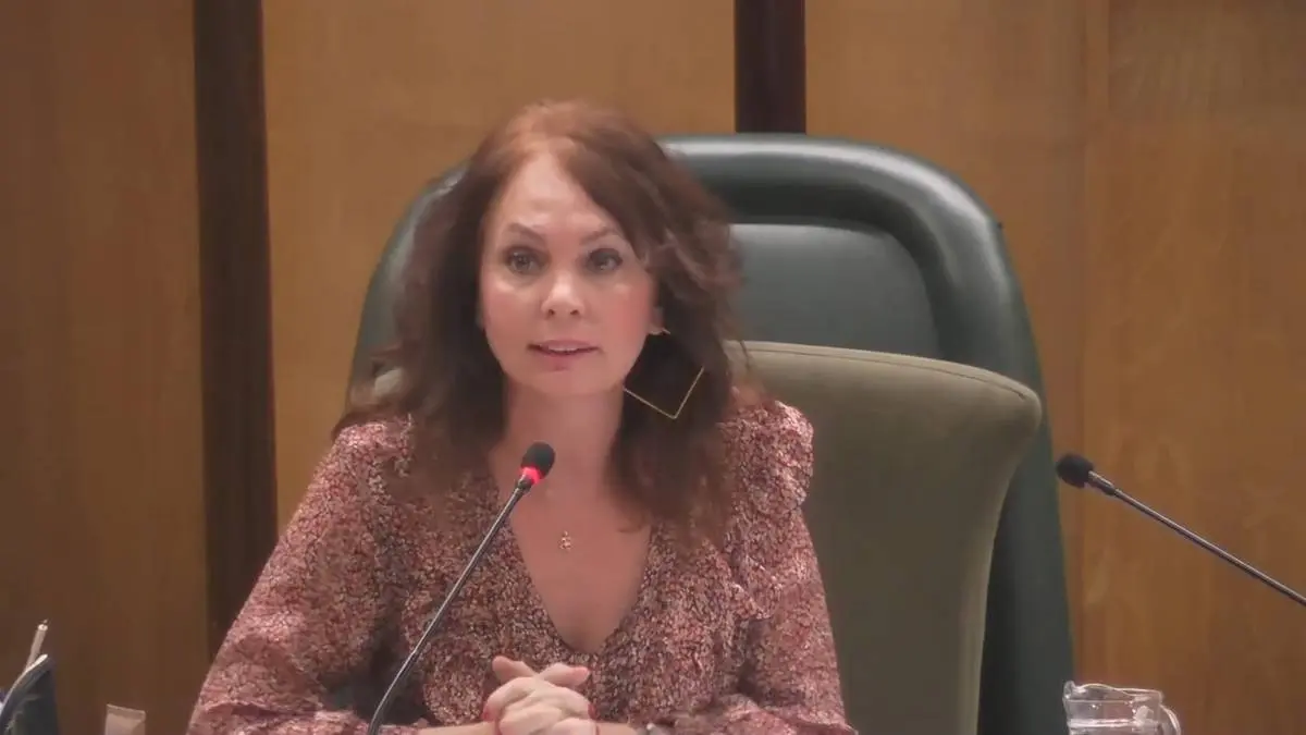 La responsable de Econom&iacute;a del Ayuntamiento de Zaragoza, Carmen Herrarte, en el momento de sus declaraciones contra la ministra de Igualdad, Irene Montero