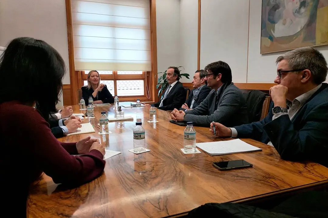 La consejera de Econom&iacute;a, Planificaci&oacute;n y Empleo, Marta Gast&oacute;n, reunida con los responsables del proyecto