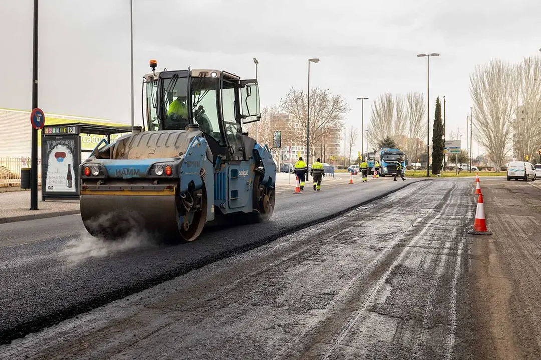 Obras de asfaltado en Zaragoza