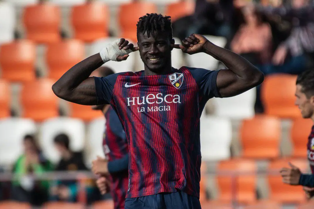 Samuel Obeng logr&oacute; cinco goles en su primera campa&ntilde;a en El Alcoraz. Foto: S.D. Huesca.
