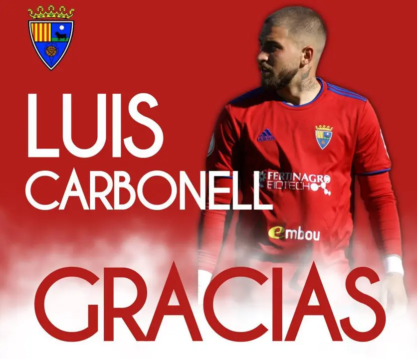El Teruel ha anunciado este viernes que el delantero Luis Carbonell finaliza su vinculaci&oacute;n con el club. Fotograf&iacute;a: C.D. Teruel.