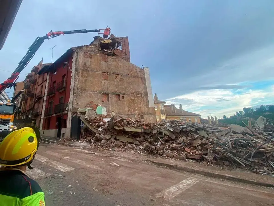 Edificio derrumbado en Teruel