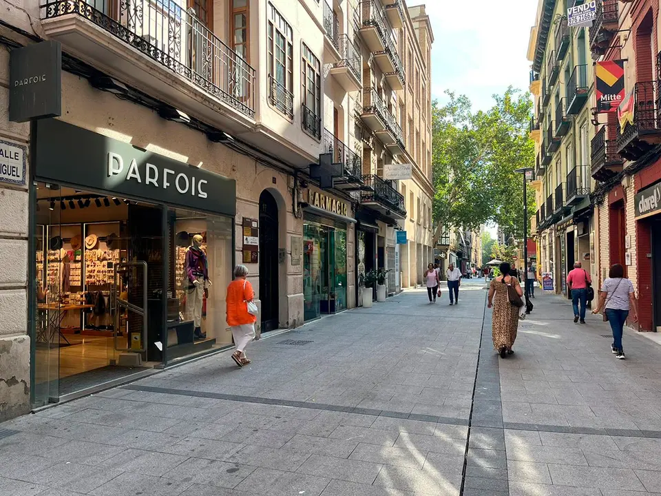 Varias personas paseando por una calle comercial de Zaragoza