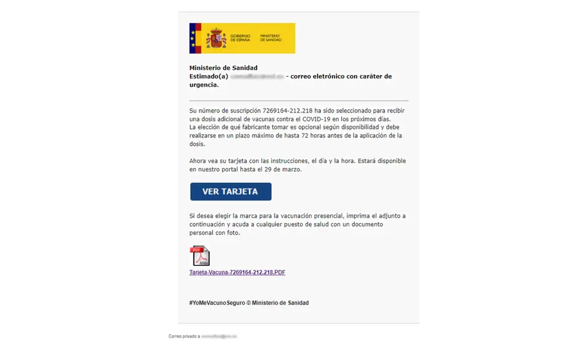 Imagen correo fraude