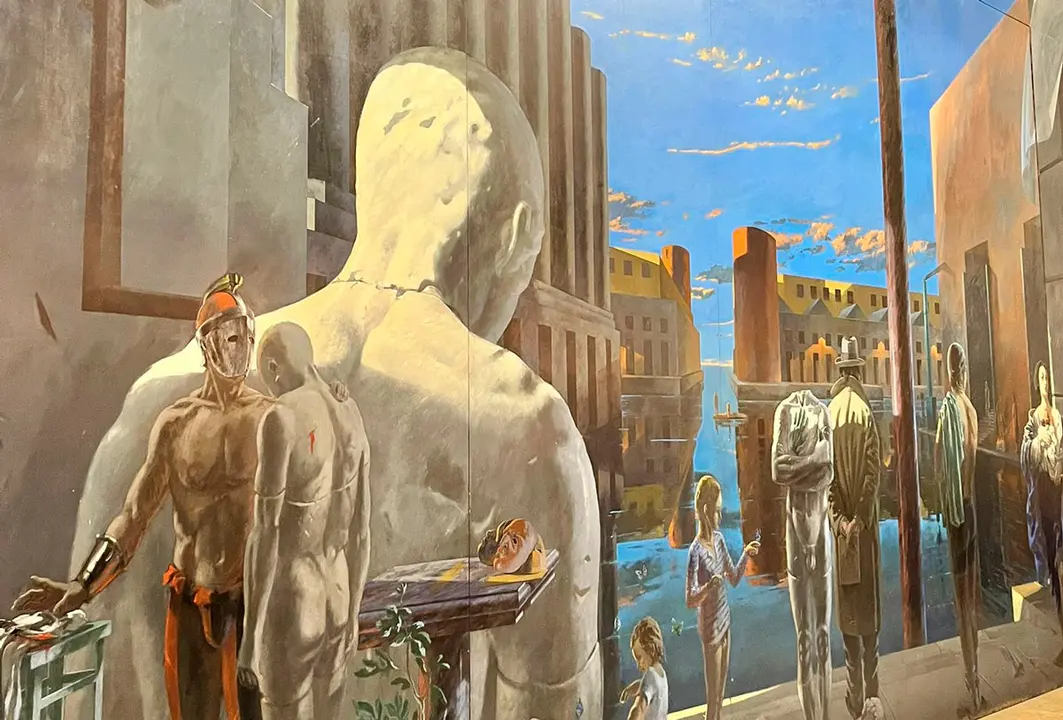 El mural de Jorge Gay dibuja una Venecia imaginaria y reflexiona sobre la vida del actor.
