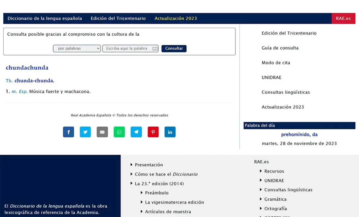 B&uacute;squeda de la palabra "chundachunda" en la RAE