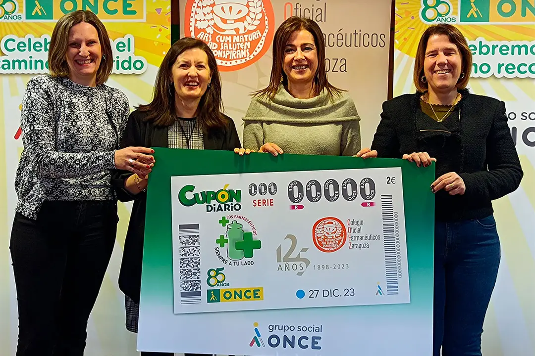 El cup&oacute;n de la ONCE del mi&eacute;rcoles 27 de diciembre ir&aacute; dedicado al 125 aniversario del Colegio Oficial de Farmac&eacute;uticos de Zaragoza.