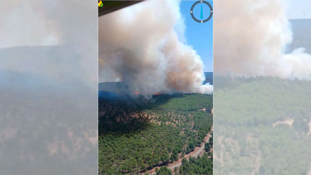 Las altas temperaturas pueden complicar el incendio de Corbal&aacute;n, con 280 hect&aacute;reas ya quemadas