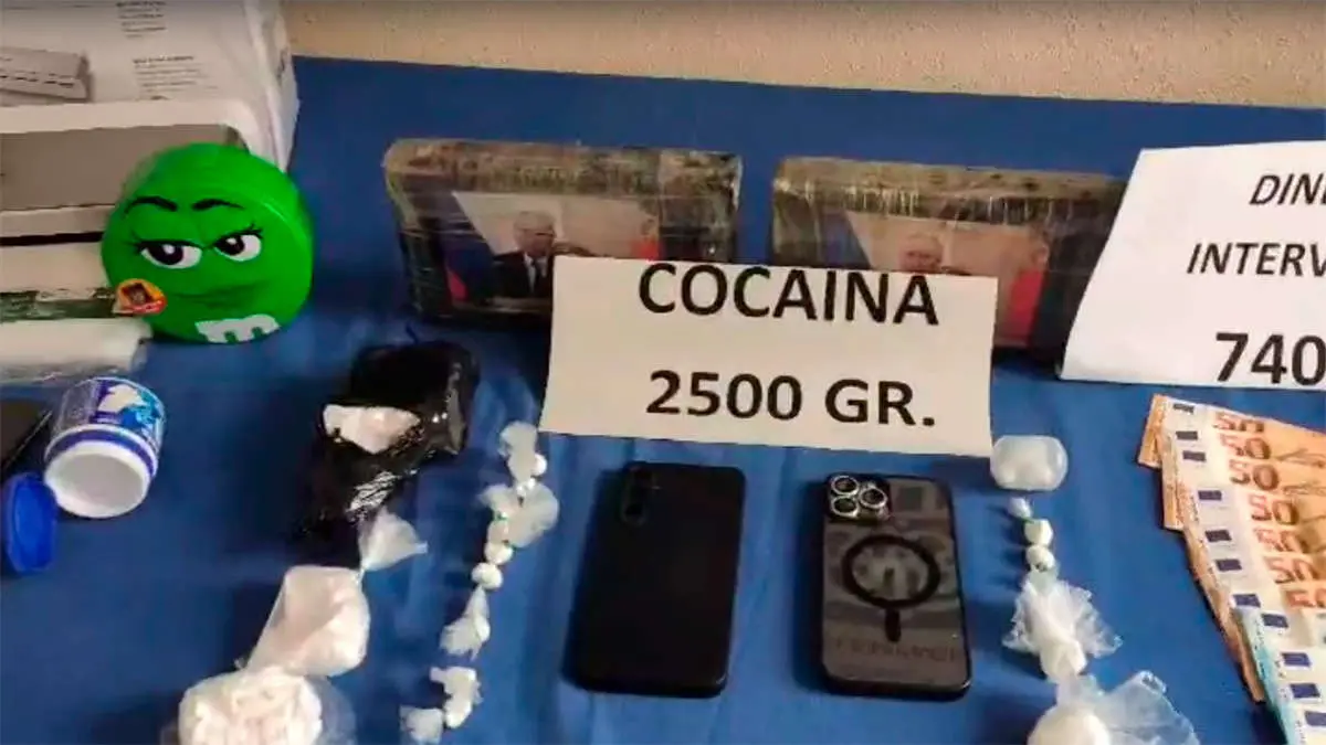 Alijo de coca&iacute;na y dinero en efectivo incautado en la operaci&oacute;n Rel&aacute;mpago, en Zaragoza
