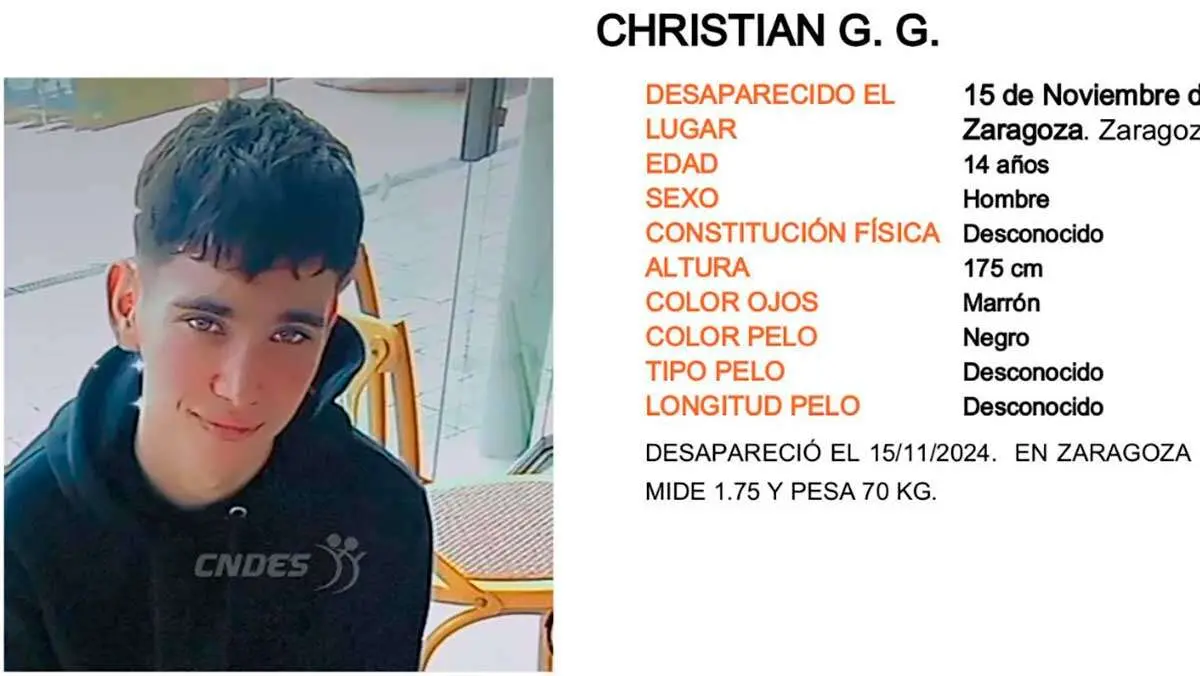 El joven menor de 14 a&ntilde;os fue visto por &uacute;ltima vez el pasado viernes en Zaragoza
