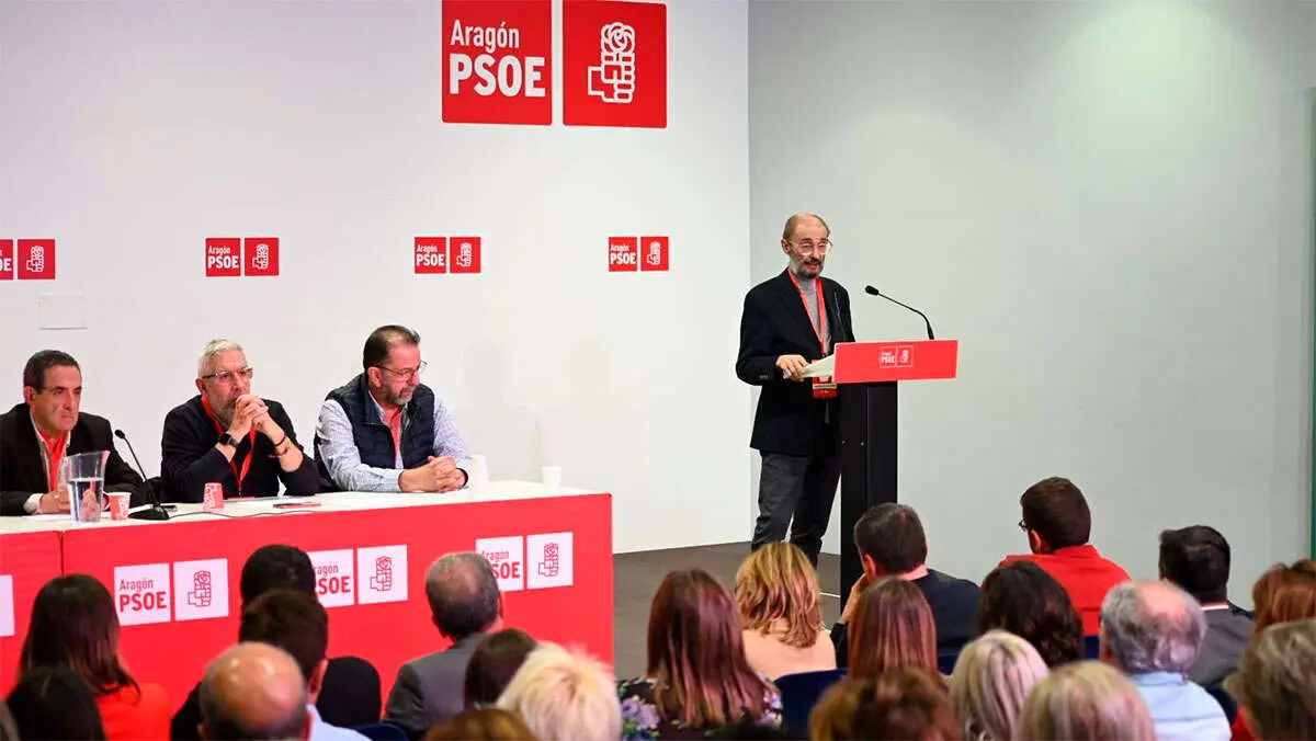 Lamb&aacute;n interviene en el Comit&eacute; Regional. Foto: PSOE Arag&oacute;n