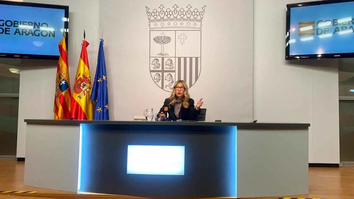 La vicepresidenta del Gobierno de Arag&oacute;n, Mar Vaquero, tras el Consejo de Gobierno