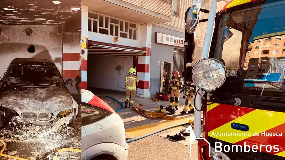 El incendio en el garaje de un piso de viviendas situado en la calle Fraga de Huesca ha provocado un susto entre sus vecinos, que se han visto obligados a desalojar el inmueble al menos durante tres horas