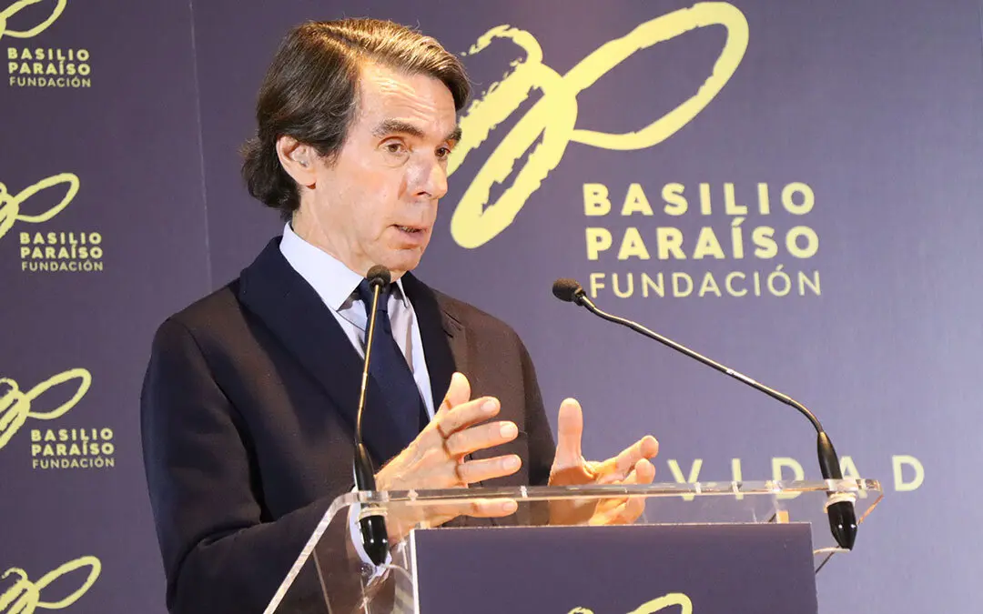 Jos&eacute; Mar&iacute;a Aznar, este mi&eacute;rcoles, en Zaragoza. Foto: C&aacute;mara de Comercio