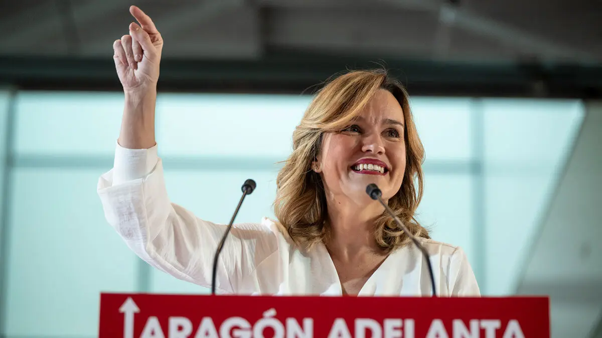 Pilar Alegr&iacute;a durante un mitin. Foto: PSOE