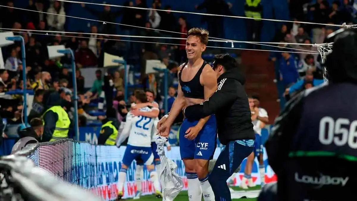 Dani G&oacute;mez anot&oacute; el gol de la victoria del Real Zaragoza al Cartagena. Foto: Pilar &Aacute;lvarez