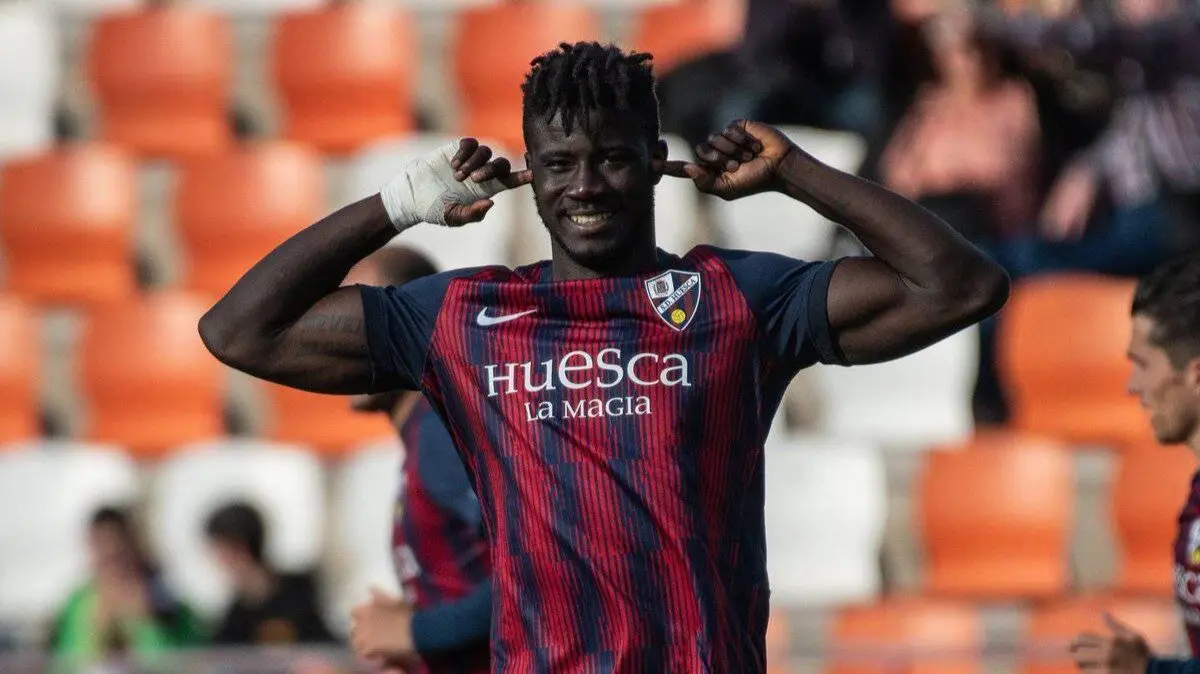 Samuel Obeng logr&oacute; cinco goles en su primera campa&ntilde;a en El Alcoraz. Foto: S.D. Huesca.