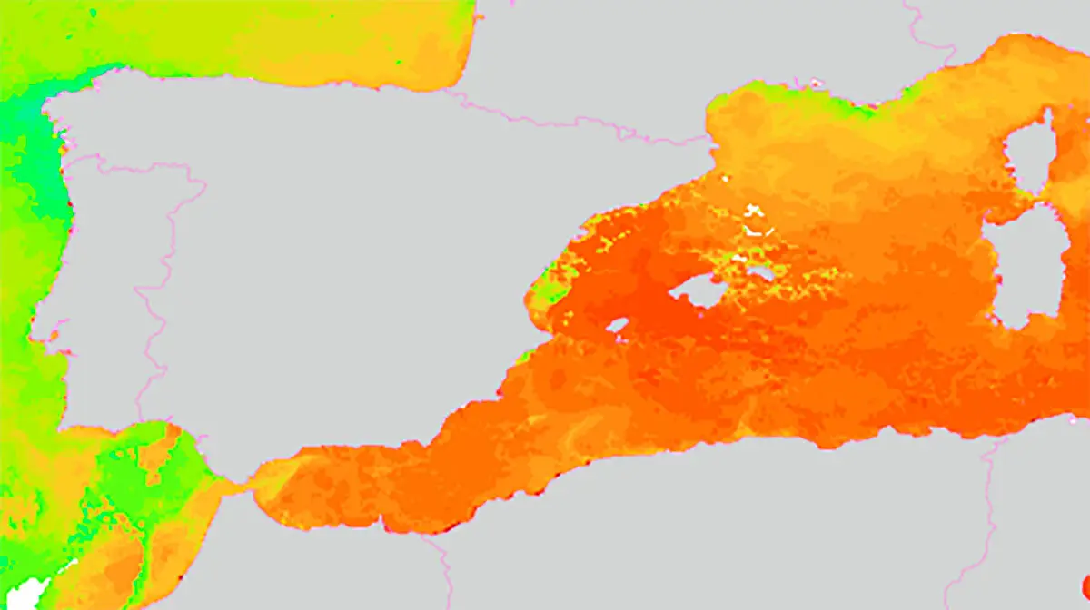 Mapa de temperatura del mar de Aemet