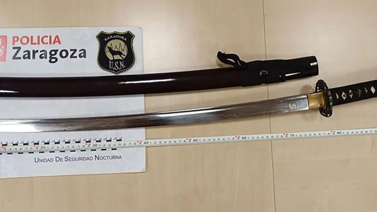 La katana que el hombre llevaba encima fue intervenida por la Polic&iacute;a de Zaragoza el pasado s&aacute;bado.