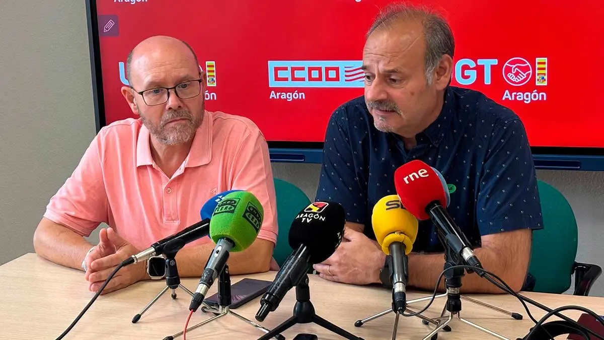 Reuni&oacute;n de UGT Arag&oacute;n y CCOO Arag&oacute;n este lunes. Foto: CCOO Arag&oacute;n