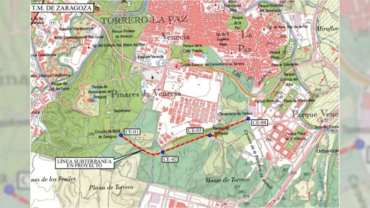 El &aacute;mbito del proyecto se ubica en la parte septentrional del equipamiento escolar hacia la zona verde p&uacute;blica. Foto: Ayuntamiento de Zaragoza