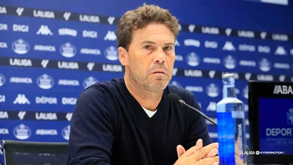 Rubi, en la comparecencia posterior al Almer&iacute;a - Deportivo. Foto: LaLiga
