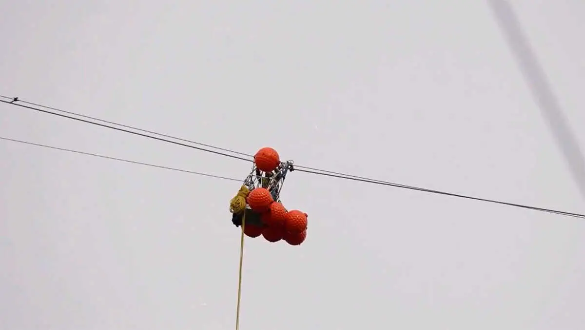Red El&eacute;ctrica instala balizas de gran tama&ntilde;o que hacen visibles las l&iacute;neas el&eacute;ctricas desde larga distancia.