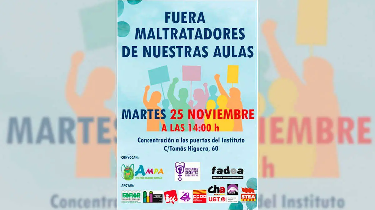 El pr&oacute;ximo martes a las 14.00 horas, el AMPA del IES Grande Covi&aacute;n, el Sindicato de Estudiantes Fadea y la plataforma Docentes Decentes se concentrar&aacute;n a las puertas del centro educativo