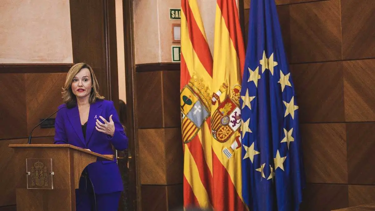 La ministra portavoz, Pilar Alegr&iacute;a, este jueves en Zaragoza. Foto: Delegaci&oacute;n del Gobierno