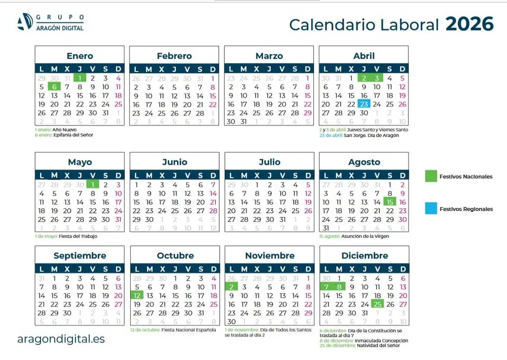 calendario laboral aragon 2026