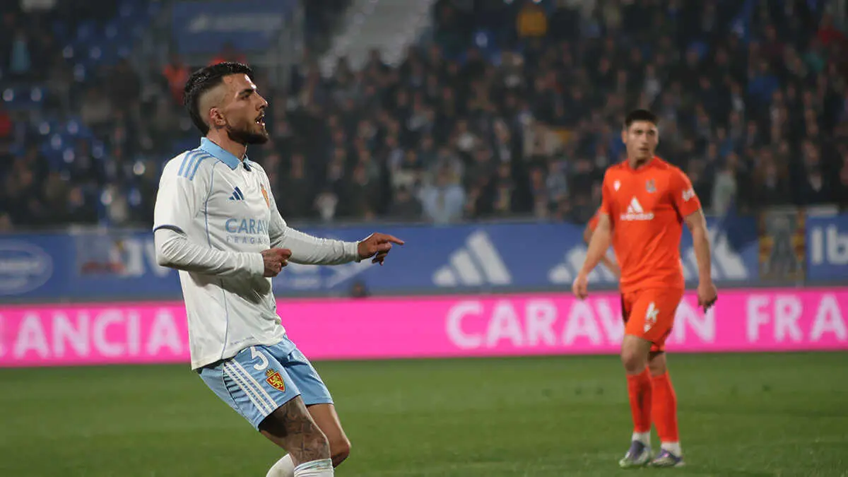 Tasende, en el transcurso del Real Zaragoza - Real Sociedad B. Foto: Pilar &Aacute;lvarez