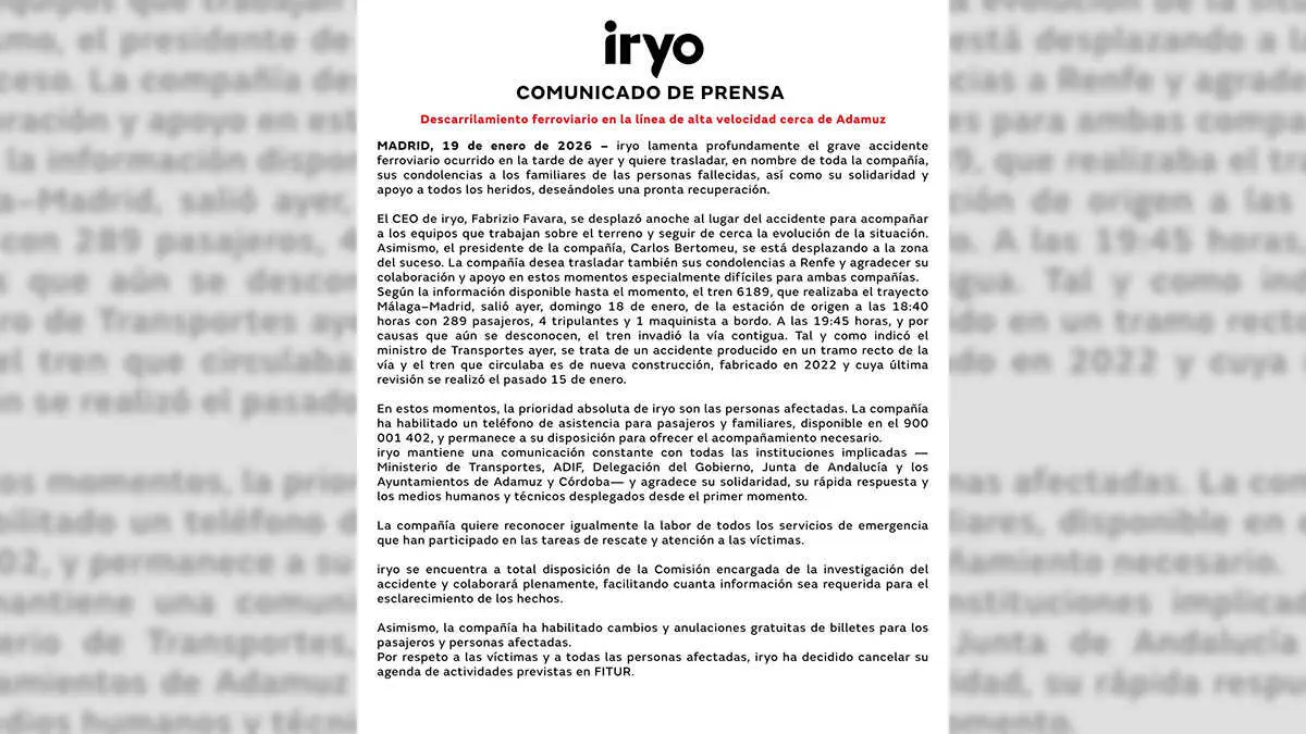 Comunicado de Iryo