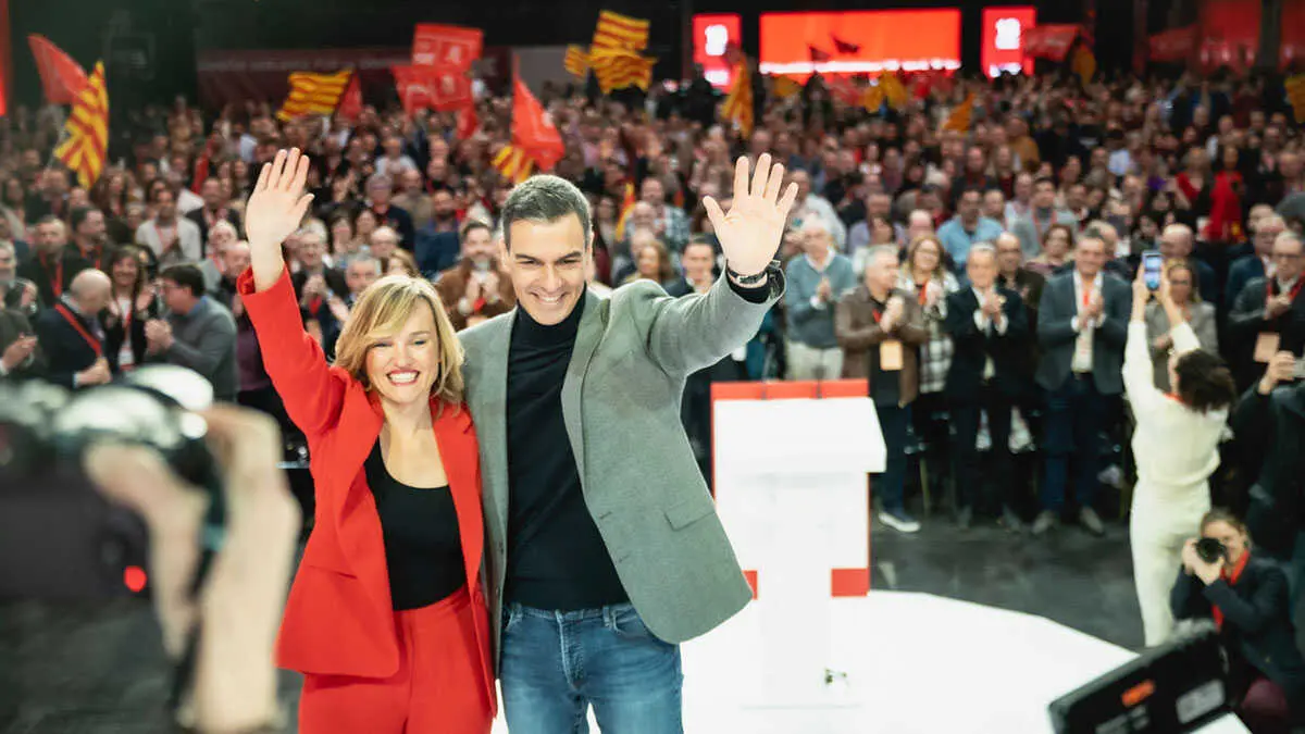 Alegr&iacute;a y S&aacute;nchez en el Congreso Regional. Foto: PSOE Arag&oacute;n