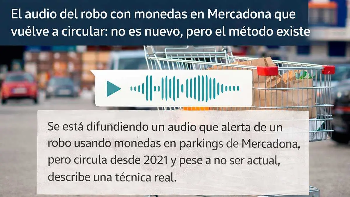 El audio de una se&ntilde;ora alertando de un intento de robo en un parking del Mercadona circula esta semana por redes sociales en Zaragoza. Imagen: IA