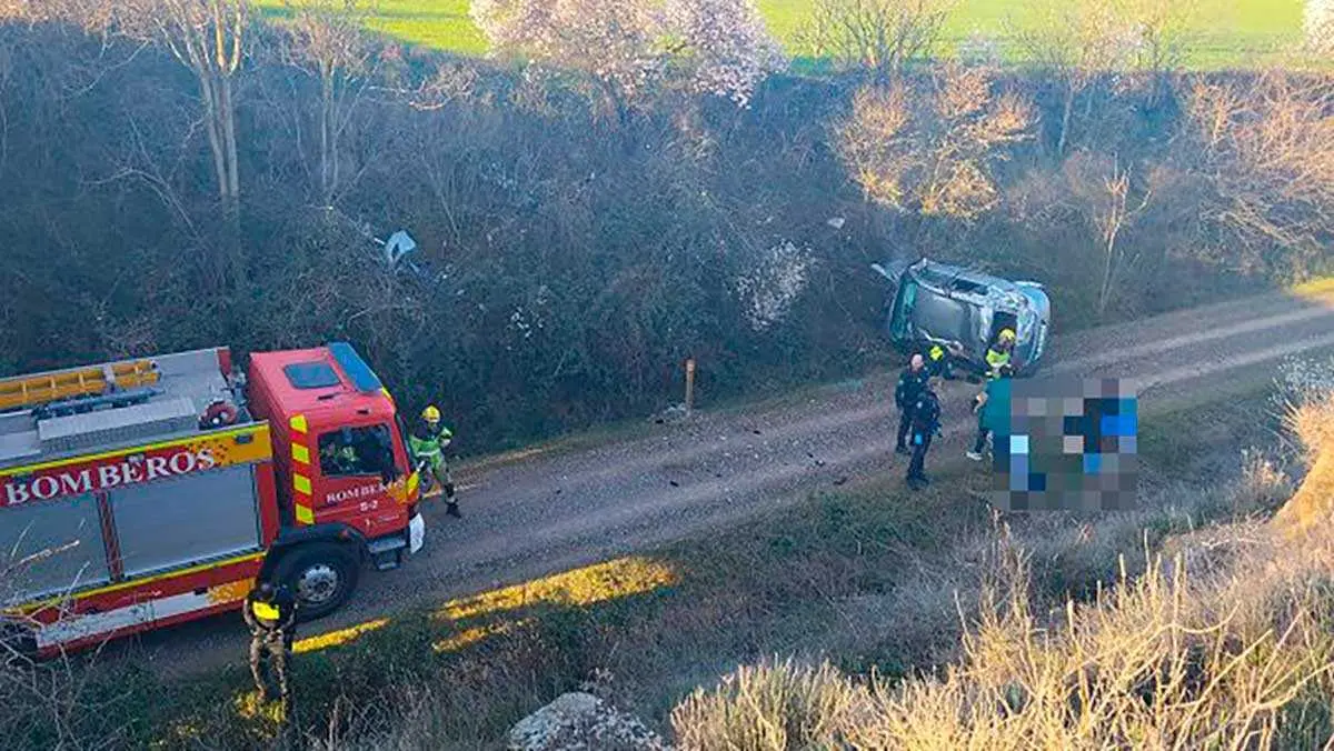 El accidente cerca de Huesca se ha producido este lunes y ha dejado tres heridos. Foto: Ayuntamiento de Huesca