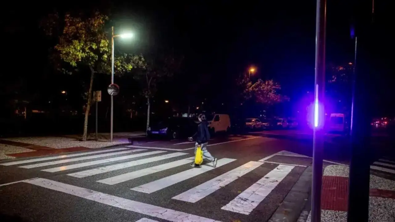 Estas balizas emiten se&ntilde;ales luminosas cuando se aproxima un veh&iacute;culo. Foto: Ayuntamiento de Zaragoza