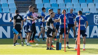 Carcedo en un entrenamiento en La Romareda