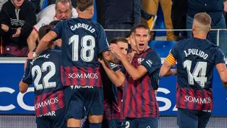 El Huesca celebra un gol
