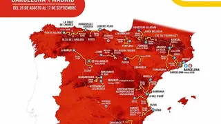 Mapa de Espa&ntilde;a con las etapas de la Vuelta Ciclista 