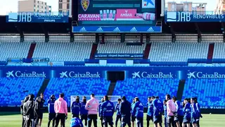 Entrenamiento del Real Zaragoza en La Romareda