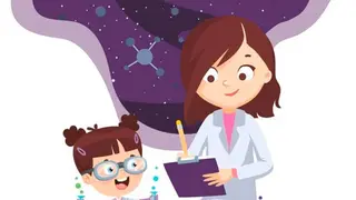 Ilustraci&oacute;n de una mujer y una ni&ntilde;a cient&iacute;ficas