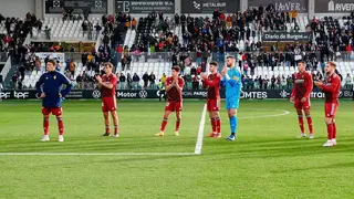 Los jugadores del Real Zaragoza tras un partido