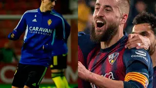 Franc&eacute;s en un calentamiento y Pulido celebrando un gol