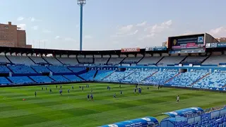Entrenamiento del Real Zaragoza en La Romareda