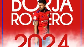 Cartel que anuncia la renovaci&oacute;n de Borja Romero con el Teruel hasta 2024