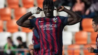 Samuel Obeng logr&oacute; cinco goles en su primera campa&ntilde;a en El Alcoraz. Foto: S.D. Huesca.