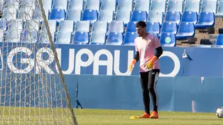 Cristian durante un entrenamiento con el Real Zaragoza.
