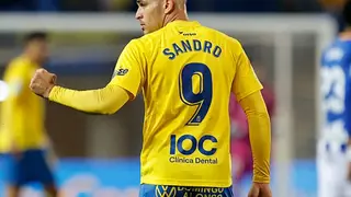 Sandro celebra un gol con Las Palmas